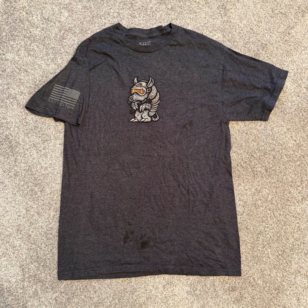 5.11 Tactical Mens Armadillo Graphic T-Shirt Charcoal Heather Gray Size M